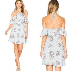 J.O.A. Slip above‎ the knee mini floral off the shoulder neck tie dress size sm